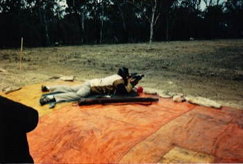 Early days - Alan Doble first shot on new 300M range 22 Oct 1988